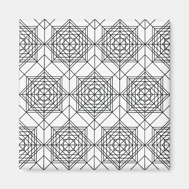 Imã Padrão linear de Abstrato branco e preto da vinhet (Frente)