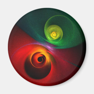 Imã Padrão Moderno de Abstrato de Arte Yin Yang Verde 