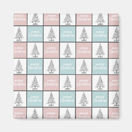 Imã Padrão Moderno do Pastel Azul e Rosa de Natal