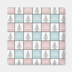 Imã Padrão Moderno do Pastel Azul e Rosa de Natal