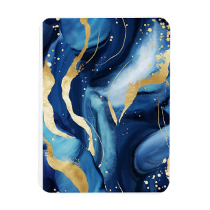 Ímã Padrão moderno elegante de marinho de ouro azul-ma