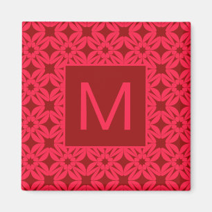 Imã Padrão Monogramado Ornate Vermelho Brilhante
