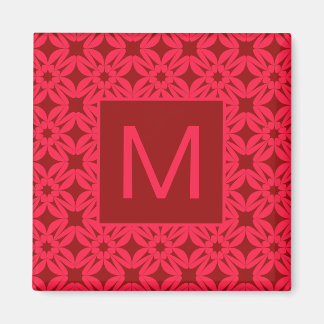 Imã Padrão Monogramado Ornate Vermelho Brilhante