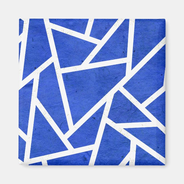 Imã Padrão mosaico azul real e branco (Frente)
