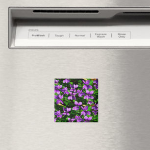 Imã Padrão Mosaico Violeta Violeta de Madeira de Flor