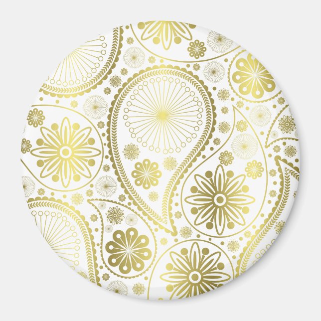 Imã padrão paisley Dourado (Frente)