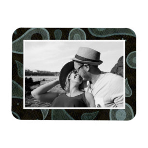 Ímã Padrão Paisley Preto e Cinza Foto Personalizada