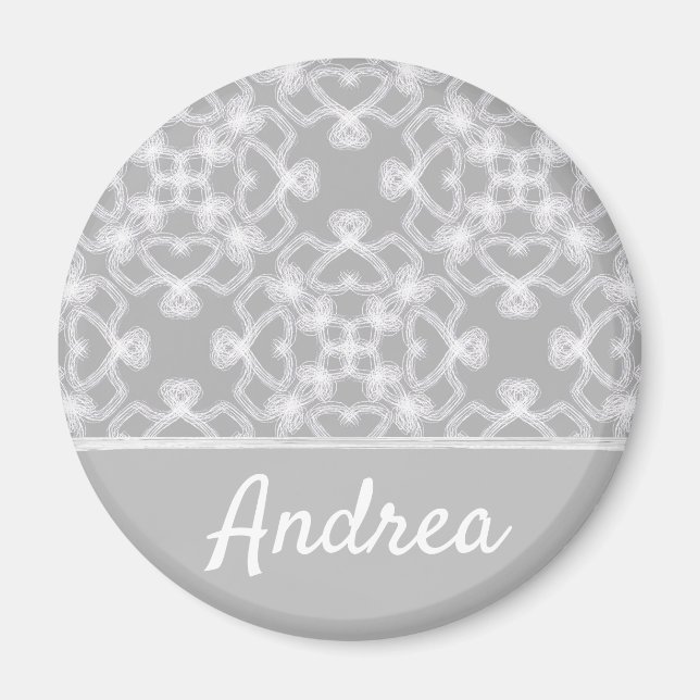 Imã Padrão personalizado branco e cinza (Frente)