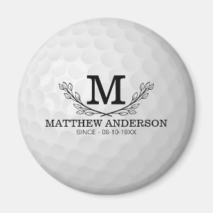 Imã Padrão Personalizado da Bola de Golfe Nome Monogr