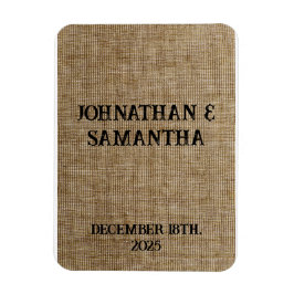 Ímã Padrão personalizado de burlap natural do casament