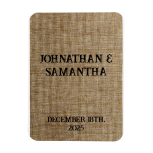 Ímã Padrão personalizado de burlap natural do casament