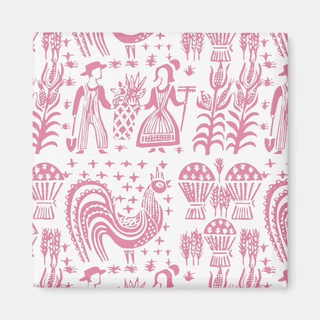 Imã Padrão Pyrex Vintage - Amish Butterprint (Rosa) (Frente)
