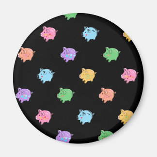 Imã Padrão Rainbow Pig em preto