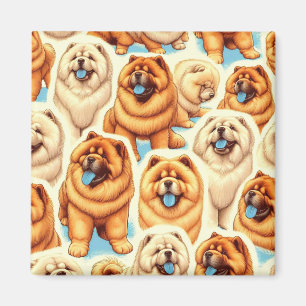 Imã Padrão Retro Chow-Chow Sem Vista