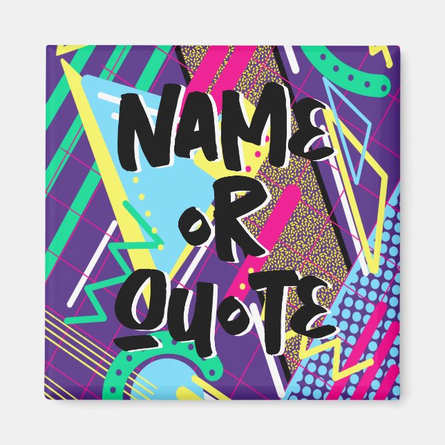 Imã Padrão retroativo dos anos 90, Azul Amarelo roxo G (Frente)