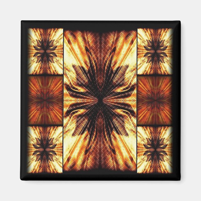 Imã Padrão Retroativo Laranja E Castanho (Frente)