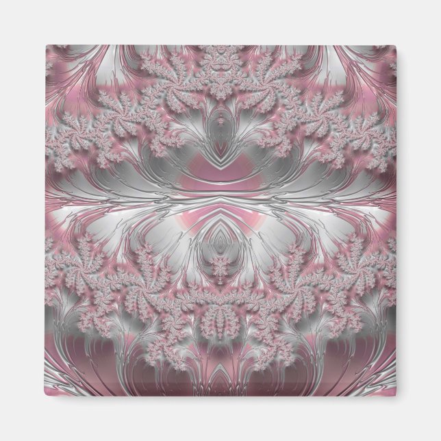Imã Padrão Rosa Cinza Prata Branco ~ (Frente)