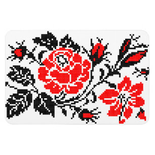 Ímã Padrão Russo Rosa vermelho&preto