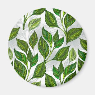 Imã Padrão sem costura com folhas verdes de chá