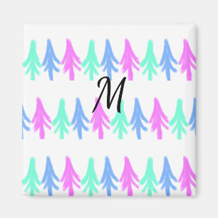 Imã Padrão simples de Natal em aquarela com monograma