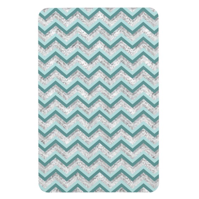 Ímã Padrão Teal e Crystal Zigzag (Vertical)