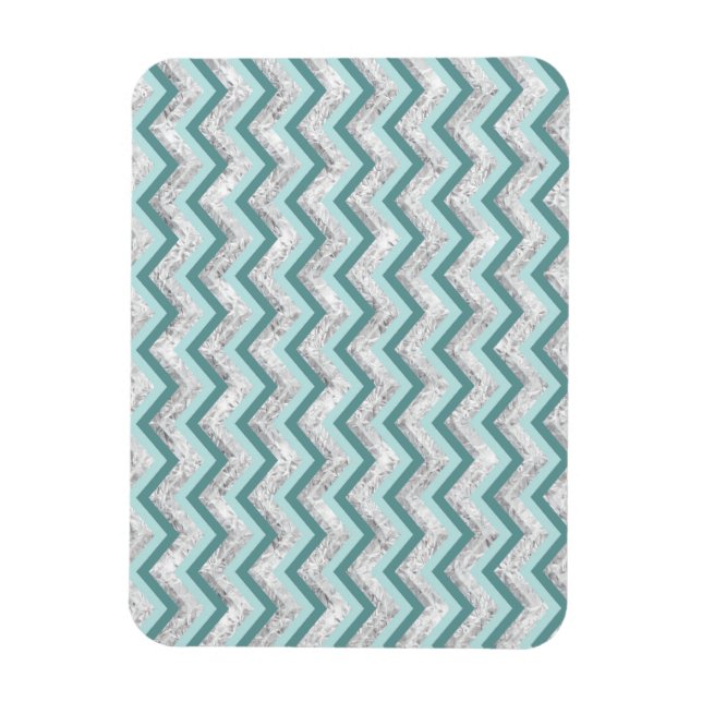 Ímã Padrão Teal e Crystal Zigzag (Vertical)