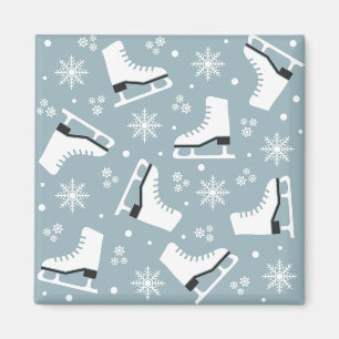 Imã Padrão temático de inverno com skates de gelo