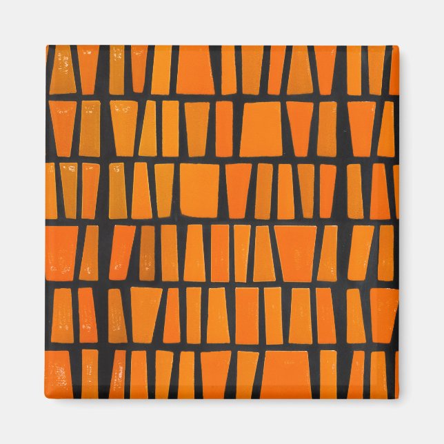 Imã Padrão tribal africano laranja e preto (Frente)