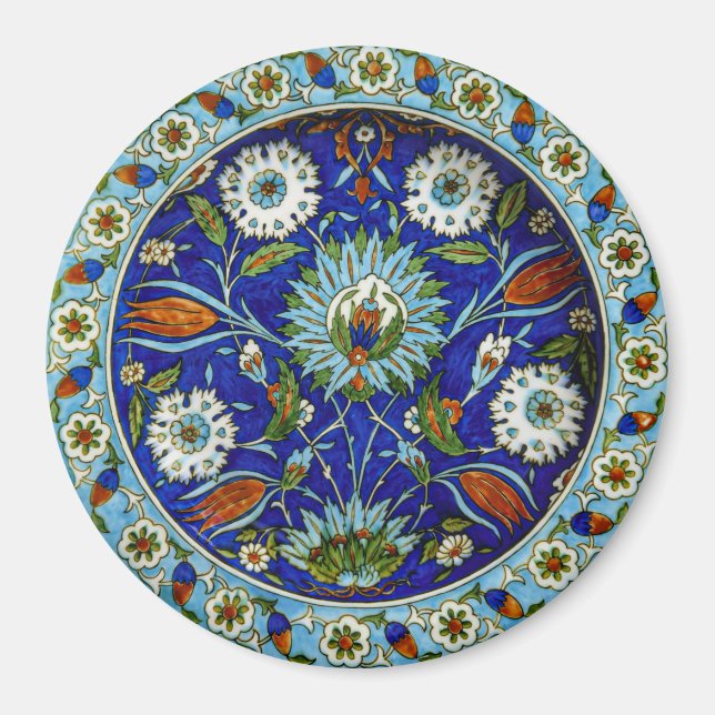Imã Padrão Turco Iznik - Flor Simétrico de Motif (Frente)