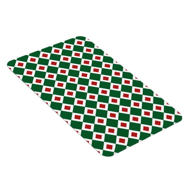 Ímã Padrão Verde, Branco, Diamante Vermelho (Lado Direito)