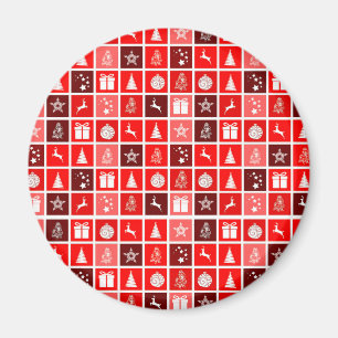 Imã Padrão Vermelho de Férias de Natal