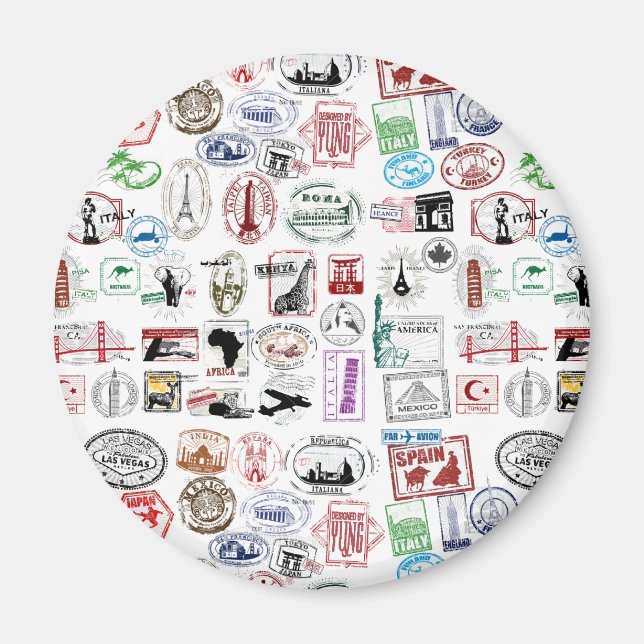 Imã Padrão viagem Stamps (Frente)