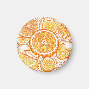 Imã Padrão Vibrante de Laranja em Fatias de Citros