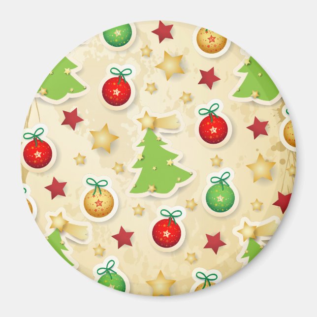 Imã Padrão Vintage de Natal (Frente)