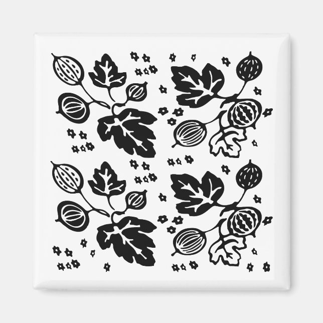 Imã Padrão Vintage Pyrex - Gooseberry (Preto) (Frente)