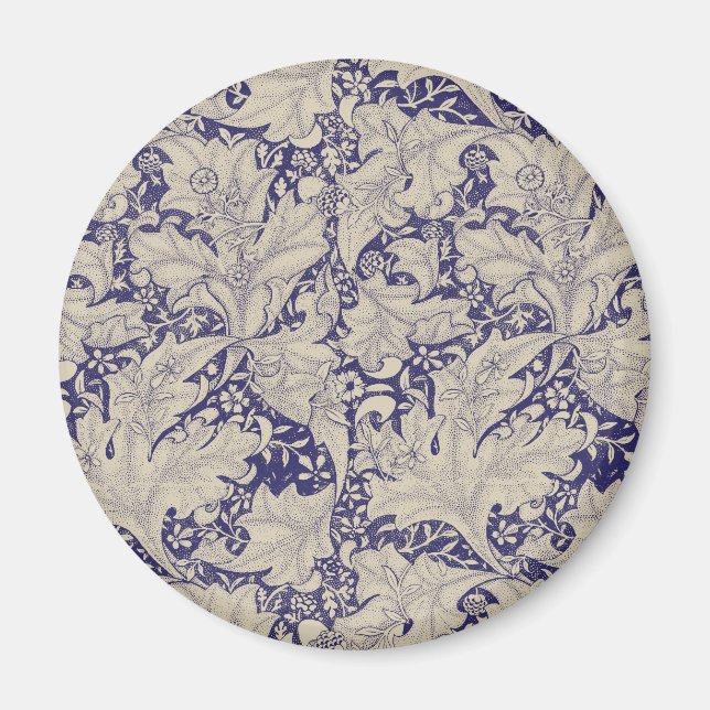 Imã Padrão Wallflower Azul Antigo de William Morris (Frente)