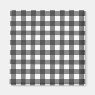 Imã Padrão Xadrez em Preto e Branco com Impressão Vich