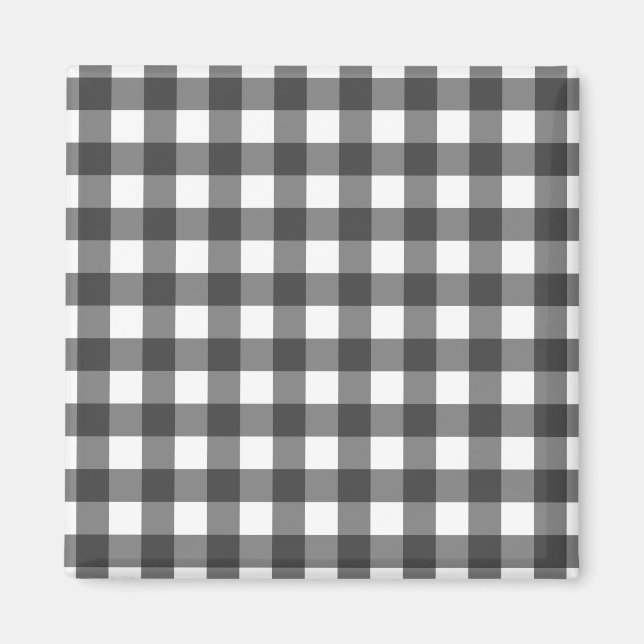 Imã Padrão Xadrez em Preto e Branco com Impressão Vich (Frente)