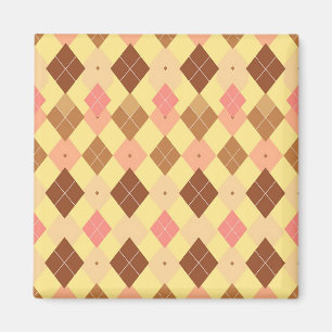 Imã Padrão Xadrez Escocês Argyle Rosa Marrom Quente