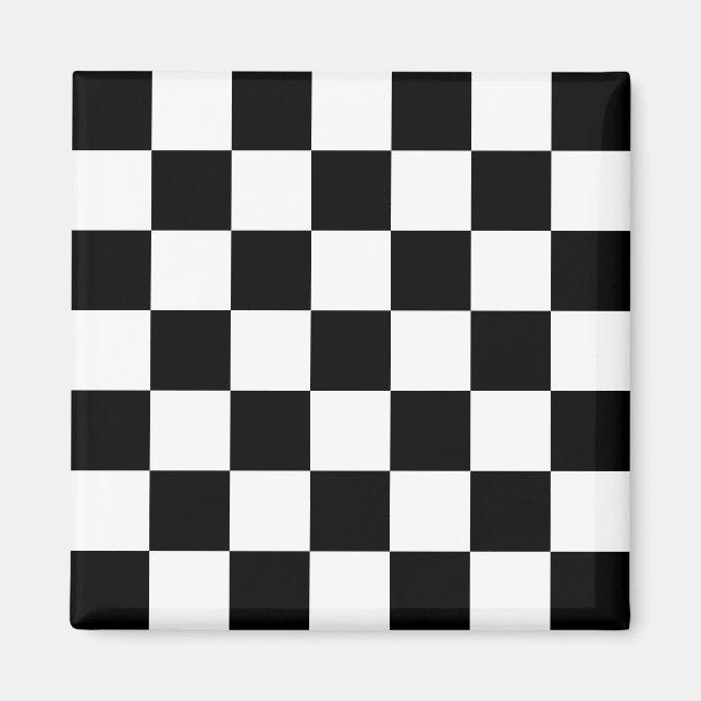 Imã Padrão Xadrez Preto e Branco (Frente)