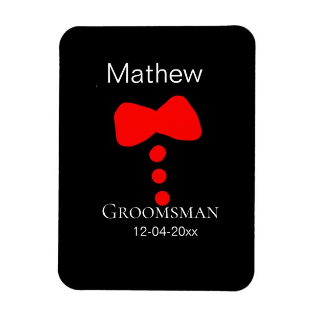 Ímã padrinho adicionar nome ano gravata borboleta pret (Vertical)