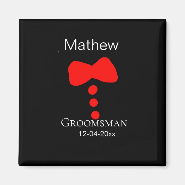 Imã padrinho de casamento adiciona nome ano arco preto (Frente)