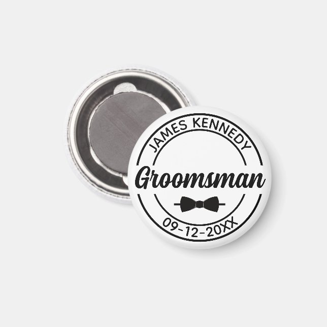 Imã Padrinho de casamento personalizado com nome e dat (Front/Back)