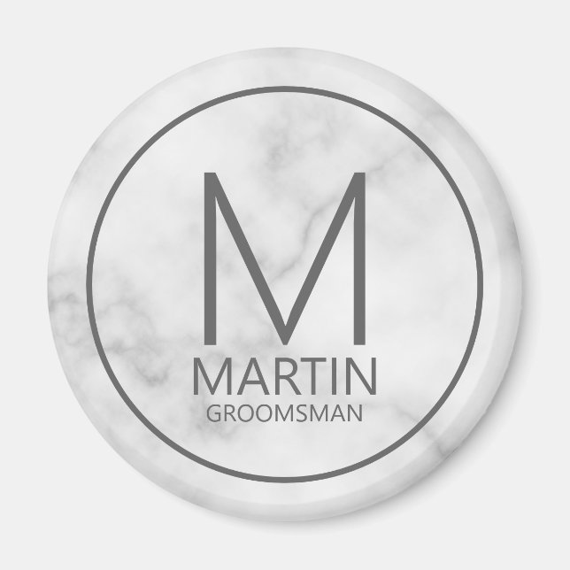 Imã Padrinhos de casamento de Monograma e Nome Persona (Frente)