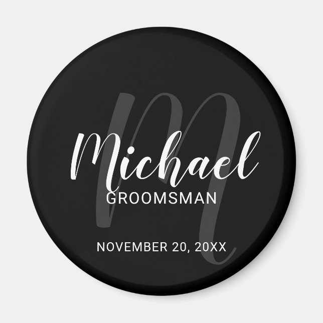 Imã Padrinhos de casamento Personalizados de Script Mo (Frente)