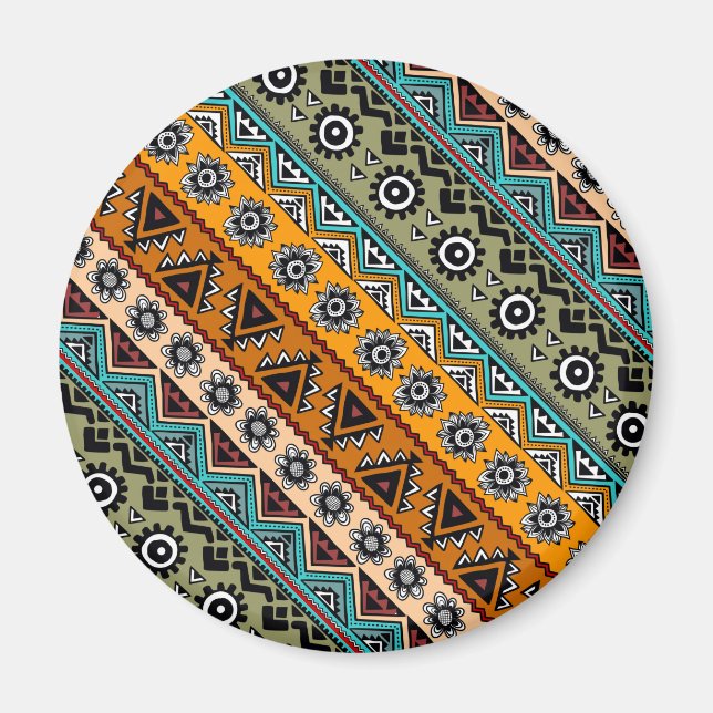 Imã Padrões coloridos étnicos aztecas design (Frente)