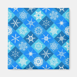 Imã padrões de flocos de neve azuis brancos design