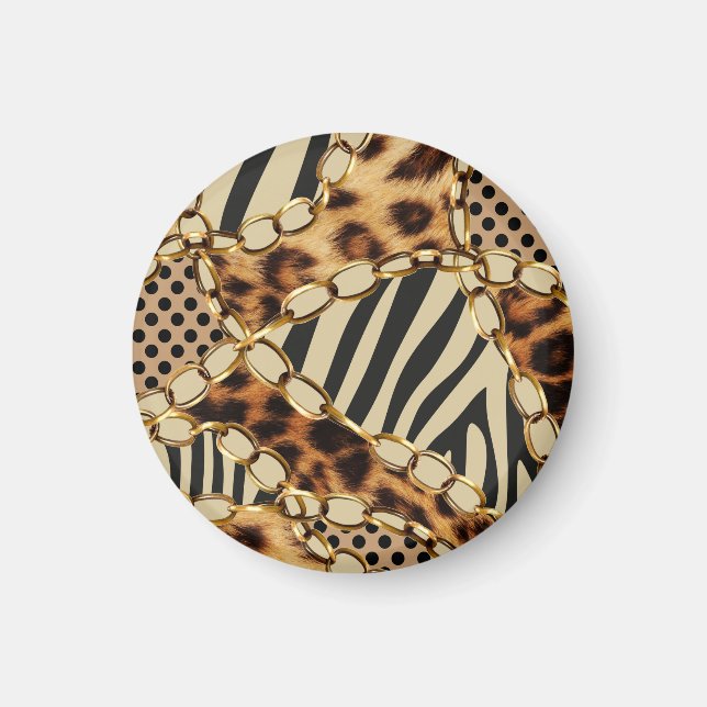 Imã Padrões de Impressão de Animais Leopardo Sem Costu (Frente)