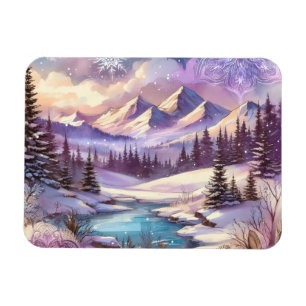 Ímã Padrões do Wonderland de inverno no lago Nature Mo