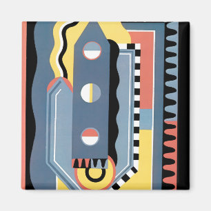 Imã Padrões Geométricos Jazz Pochoir Art Déco Antigo